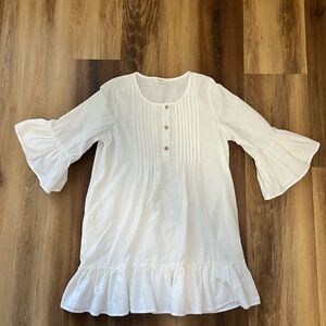 Newbury Kustom White Cotton Ruffle Sleeve Mini Dress Size M